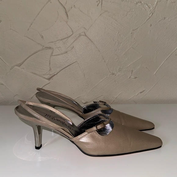 YSL vintage kitten sling back heels size 7 - Picture 3 of 5